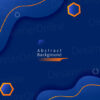 desain background biru dengan ornament geometrik orange