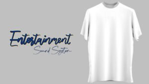 desain kaos costum hitam tulisan entertainment sound system